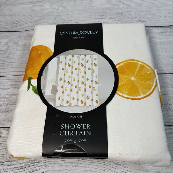Cynthia Rowley Cotton Blend Shower Curtain 72 X 72 ORANGES Bath Decor NEW - Picture 4 of 4